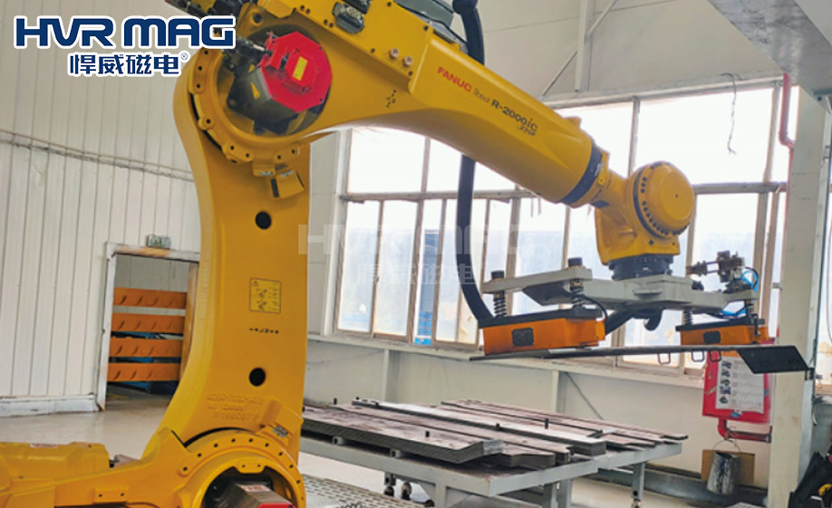 自動化電永磁鐵安裝在機械手末端應(yīng)用案例